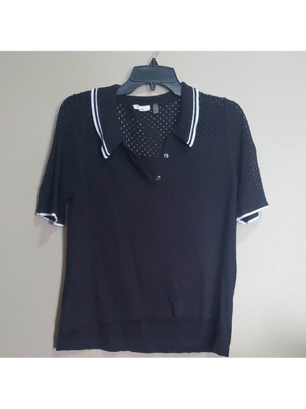 89 Madison Black Polo Shirt with White Trim Size Large